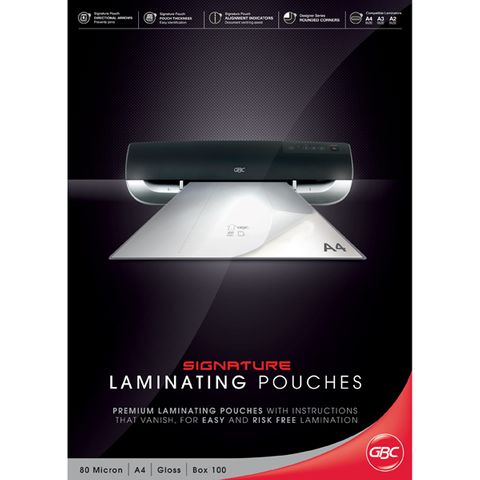 LAMINATING POUCHES GBC A4 80 MIC PKT/100