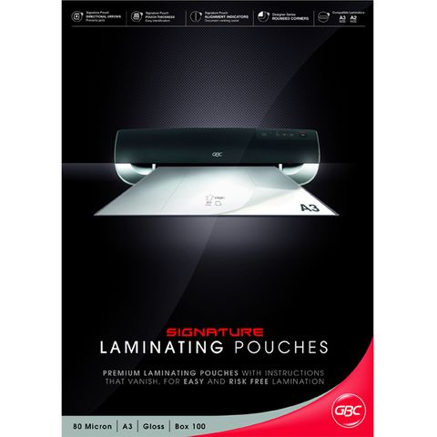 LAMINATING POUCHES GBC A3 80 MIC PKT100