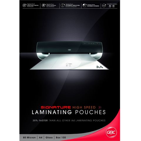 LAMINATING POUCH GBC A4 H/SPEED PK100