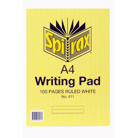WRITING PAD 411  SPIRAX WHITE RULED A4