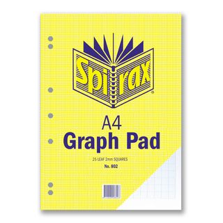 SPIRAX 802 GRAPH PAD 2MM A4 25 LEAF