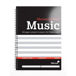 MUSIC MANUSCRIPT BOOK A4 100P 12 STAVE