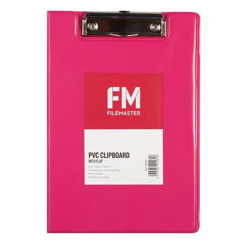 Clipboard PVC A5 FM Vivid With Flap Pink