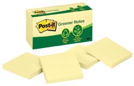 POST-IT GREENER NOTES 654-RP YELLOW PK12