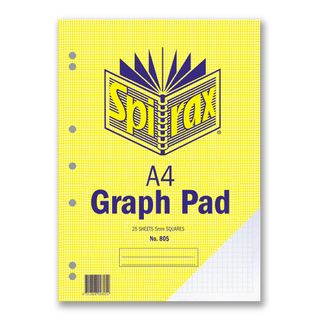 SPIRAX 805 GRAPH PAD 5MM A4 25 LEAF