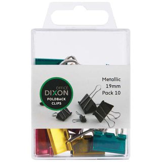 DIXON FOLDBACK CLIPS METALLIC 19MM PKT10