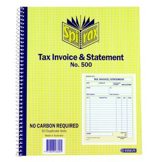 SPIRAX 500 TAX INVOICE & STATEMENT BOOK