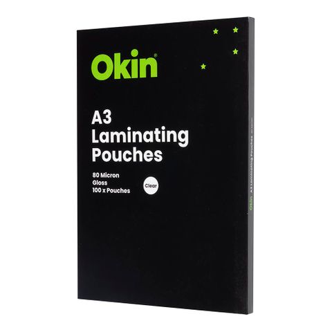 Okin Laminating Pouches A3 Gloss 80mic,