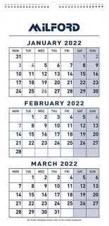 CALENDAR MILFORD THREE MONTH TO VIEW E/Y