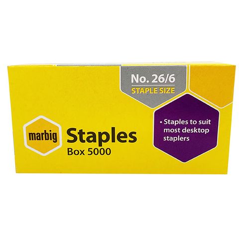 MARBIG STAPLES 26/6MM BX5000