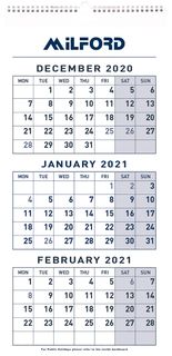 CALENDAR MILFORD 3 MONTHS TO VIEW O/Y