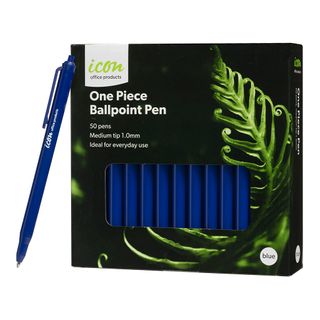 Icon One Piece Ballpoint Pen Blue PK50
