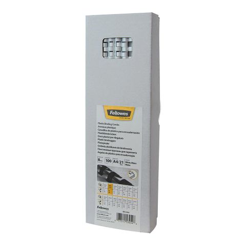 Fellowes Plastic Binding Coils 8mm White