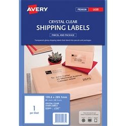 AVERY CLEAR ADDRESS LABEL L7567 1UP PK25