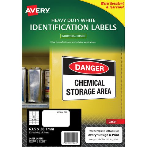AVERY HD LASER LABELS L7060 21UP PKT/25