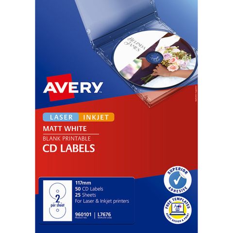 AVERY LABEL L7676 CD/DVD 2UP PK/25