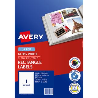 AVERY LABELS PHOTO GLOSS 1UP L7767 PK25