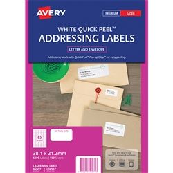 AVERY LASER LABELS L7651 QP 65UP PK/100