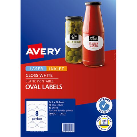 AVERY LABELS L7127 OVAL 9 UP PKT/10