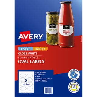 AVERY LABELS L7127 OVAL 9 UP PKT/10