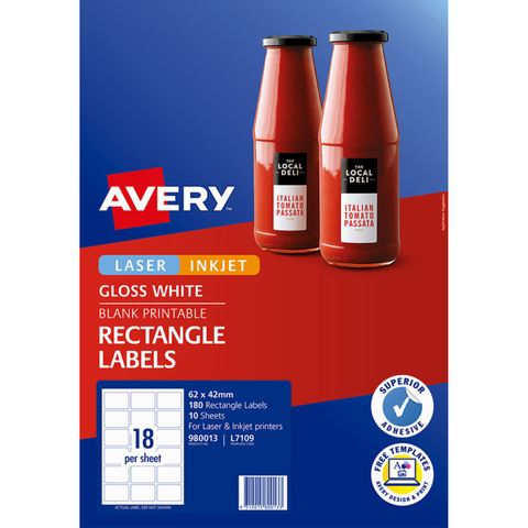 AVERY LABEL L7109 RECTANGULAR 18UP PK10