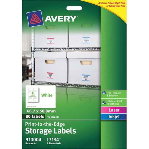 LABEL AVERY L7134 STORAGE 8UP PKT/10