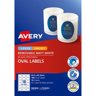 AVERY LABEL L7101REV MATT WHTE OVAL PK10