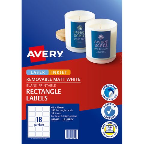 AVERY LABEL L7107REV RECT 18UP PKT/10