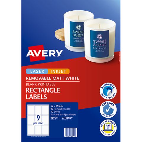 AVERY LASER LABELS L7108REV 9UP PKT/10