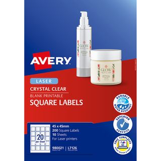 AVERY LASER LABELS L7126 CLEAR 20UP PK10