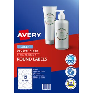 AVERY LABEL L7114 CLEAR 12UP ROUND PK10