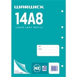 LOOSE LEAF REFILL WARWICK 14A8 UNRULED