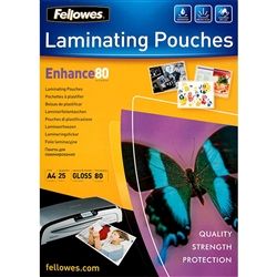 LAMINATING POUCH FELLOWES A4 80MIC PK25