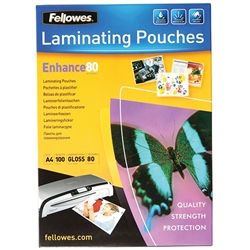 FELLOWES LAMINATING POUCHES A4 80 PK100