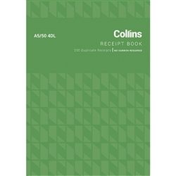 COLLINS CASH RECEIPT A5/50 4DL