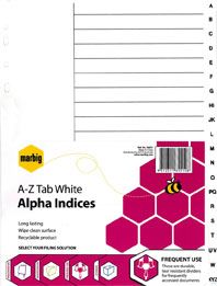 MARBIG INDICES A4 POLYPROP A-Z WHITE