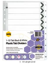 MARBIG PLASTIC TAB DIVIDER A4 1-5 WHITE