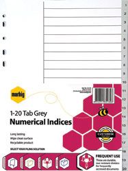 MARBIG INDICES A4 GREY PP NUMBERED 1-10