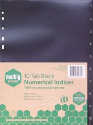 DIVIDERS MARBIG A4 5 TAB BLACK RECYCLED