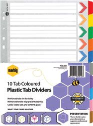 MARBIG PLASTIC TAB DIVIDERS A4 10 TAB