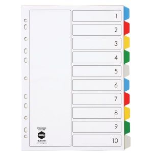 MARBIG DIVIDERS A4 PP 10 TAB COLOURED
