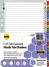 MARBIG PLASTIC TAB INDICES A4 1-31