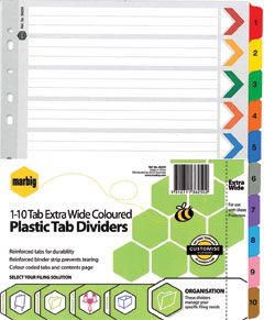 MARBIG EXTRA WIDE DIVIDERS A4 MYLAR 5TAB