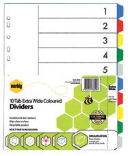 MARBIG EXTRA WIDE DIVIDERS A4 PP 10 TAB