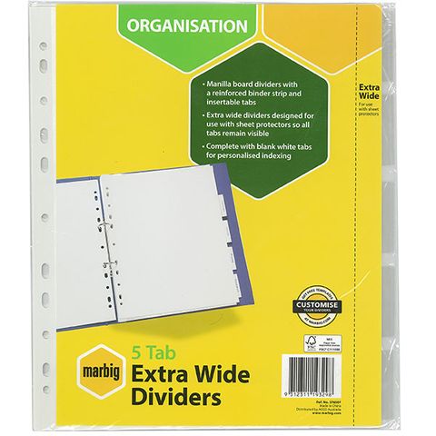 MARBIG DIVIDERS VIEWTAB 5 TAB EXTRA WIDE