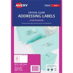 AVERY LASER LABEL L7560 CLEAR PKT/25