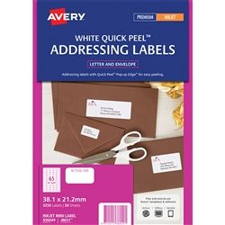 AVERY INKJET LABELS J8651 WHITE PKT/50