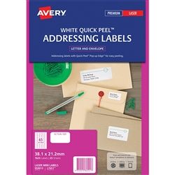 AVERY LASER LABELS L7651 QP 65UP PK/25