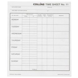 COLLINS WAGE TIME SHEETS NO.11