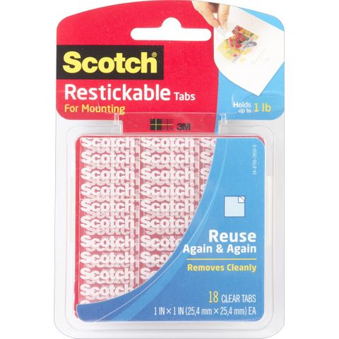 REUSABLE TAB 3M SCOTCH R100 25 X 25MM PK